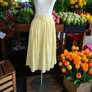 Mable Gold White Checkered Vintage Inspired Rockabilly Full Skirt Size Small